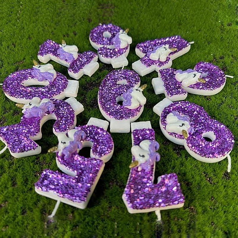 Unicorn Candle 0-9 Creative Number Birthday Candle Cake Party Decoration One Year DIY Cake Decoration Anniversary Celebration