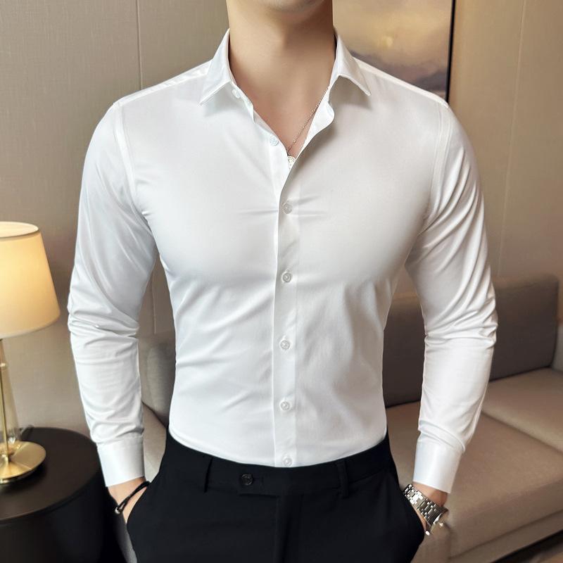 

New Men s Elastic Non-ironing Traceless Shirt Long Sleeve Business Casual Shirt 38
