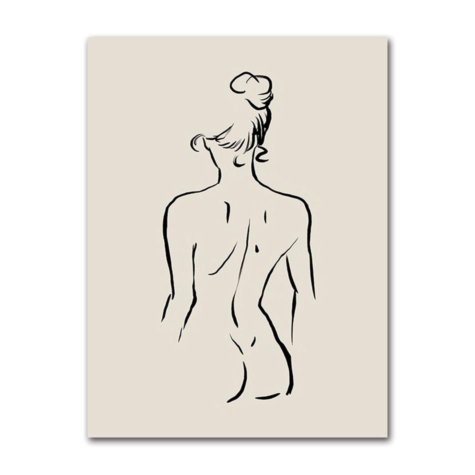 Abstract Matisse Body Line Posters Leaf Boho Black Beige Canvas Paintings Wall Art Print Picture Living Room Interior Home Decor