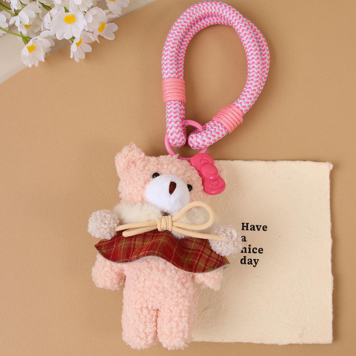 Korean version of creative handmade cute plush doll pendant bear puppy bag pendant mobile phone pendant doll