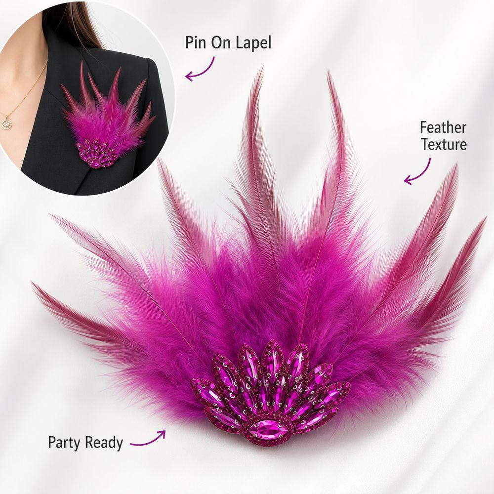 Handmade Rhinestone Feather Brooch Gothic Style Shoulder Strap Wedding Accessories