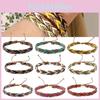 Unique Vintage Leather Woven Bracelet With Colorful Patterns Boho Chic Handcrafted Wristband For Women