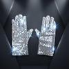 Silver Sparkly Mesh Gloves 1 Pair Shiny Glossy Women Dance Costume Accessory for Wedding Banquet Cocktail Party Cosplay