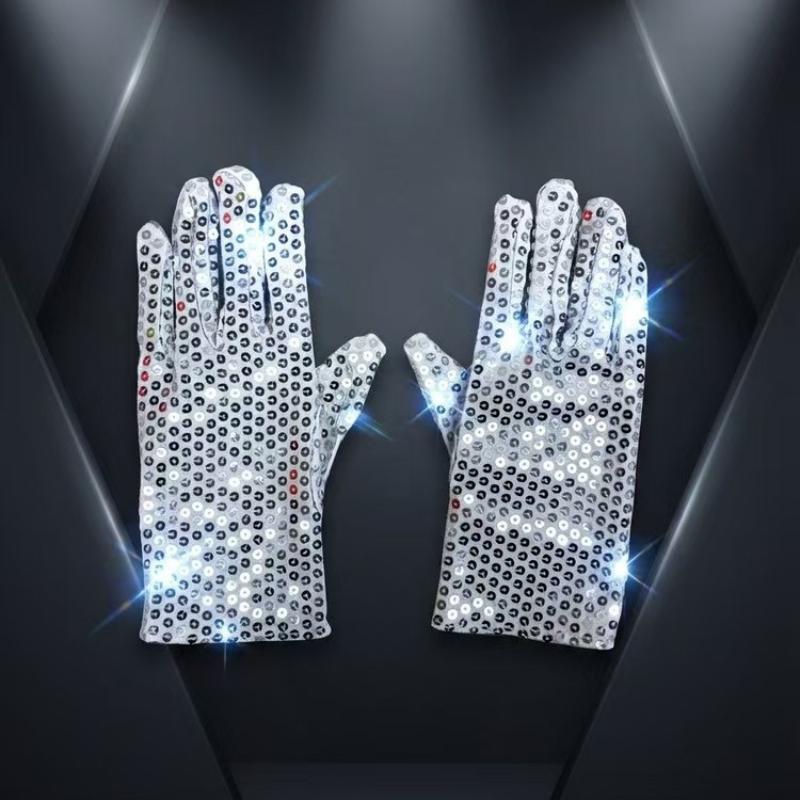 Silver Sparkly Mesh Gloves 1 Pair Shiny Glossy Women Dance Costume Accessory for Wedding Banquet Cocktail Party Cosplay