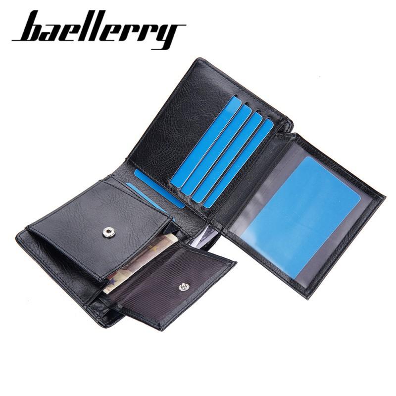 New Wallet Men Short Style European American Retro Business Horizontal Multi Slot Buckle Ticket Holder