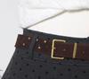 Polka Dot High-Waist Wool-Blend A-Line Mini Skirt for Women