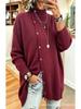 1116 Autumn and Winter New European and American Style Turtleneck Button-knitted Cardigan Women's Loose Solid Color Long-sleeved Sweater Jacket