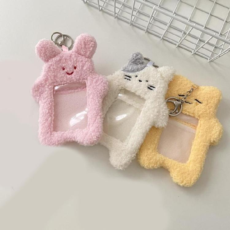 Cartoon Plush Card Holder Card Protector Card Sleeves Keychain Backpacks Decoration for Photocard Business Card Bus Card