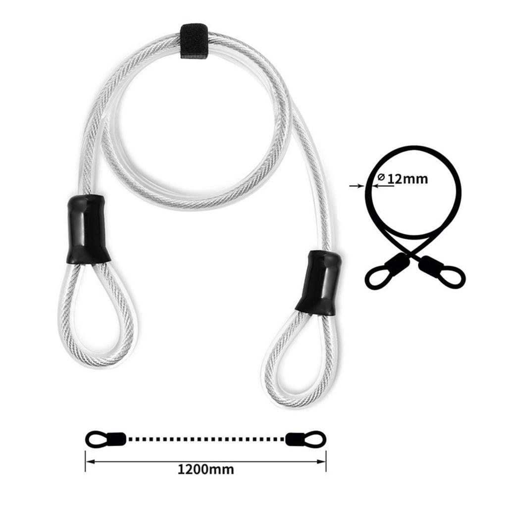 Sicherheitsfahrrad Stahlkabel Stark 12mm Beschichtet Doppelschlaufe Diebstahlschutz