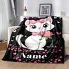 Cat Sending Flowers Customize Your Name Blanket Warm Comfortable And Soft Blankets Are Suitable For Home Chairs Office Sofas Sofas Office Camping And