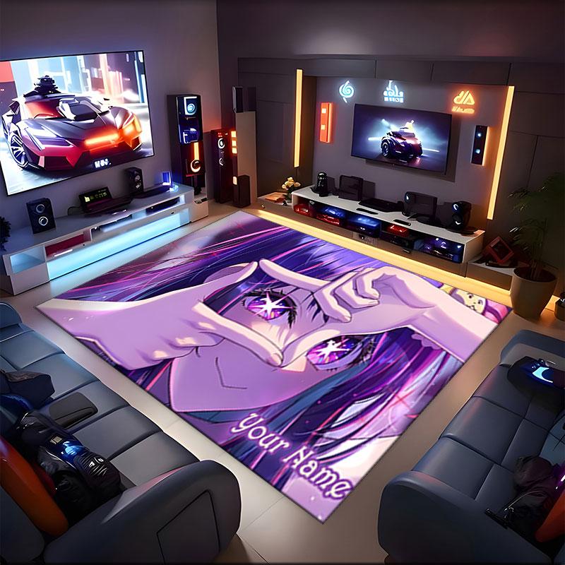 1PC Custom Name Purple Eyes Dream Theme Floor Mat Ideal for Living Room, Game Rooms, Office, Bedroom,Floor Mat Playful Design