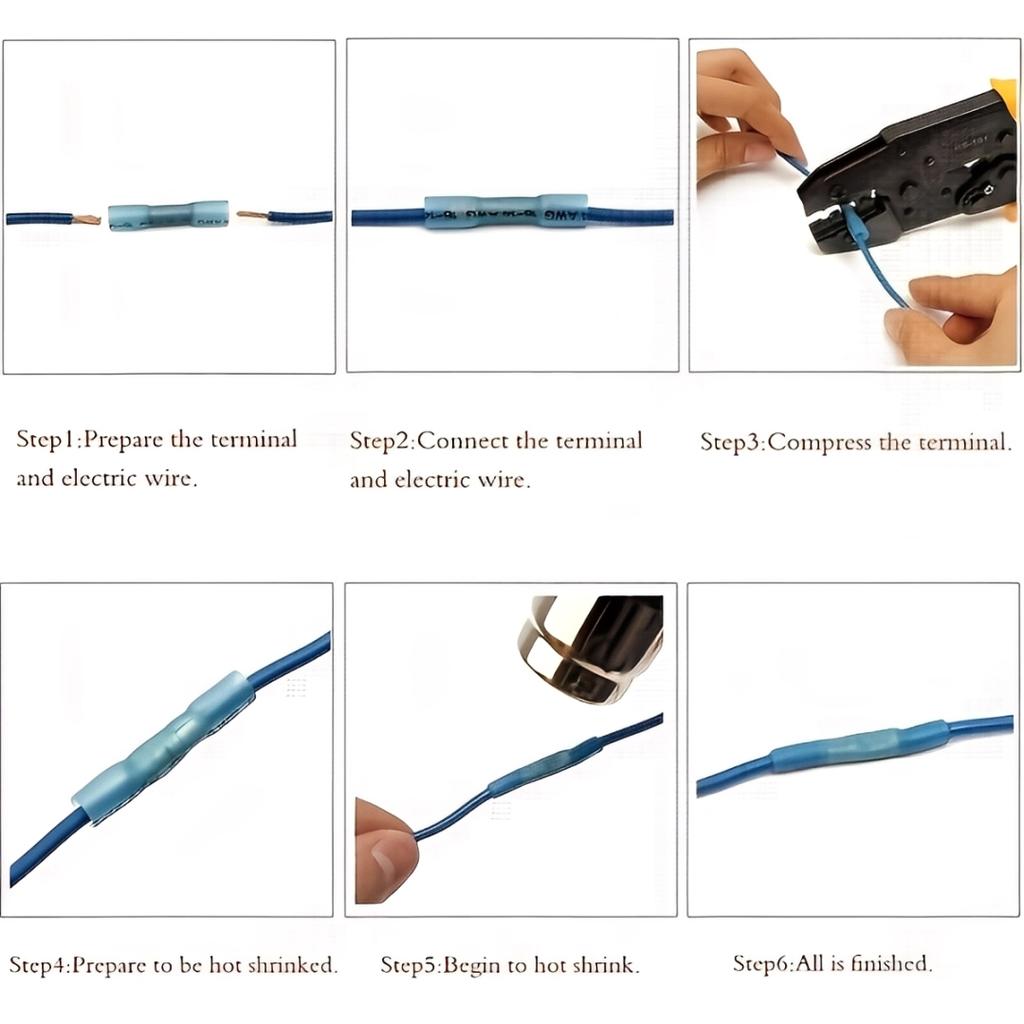 690pcs Heat Shrink Butt Wire Connectors Waterproof Insulated Automobile Wire Cable Crimp Terminals