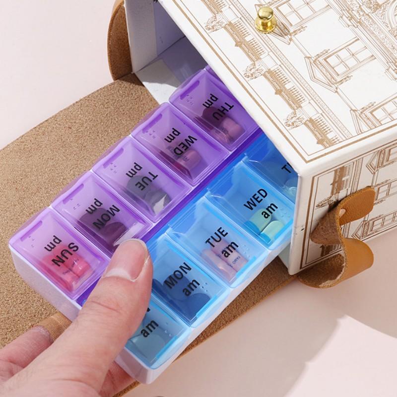 Weekly 14 Grids 7 Days Pill Box Portable Travel Cases Organizer Pill Container Storage Tablets Vitamin Medicine