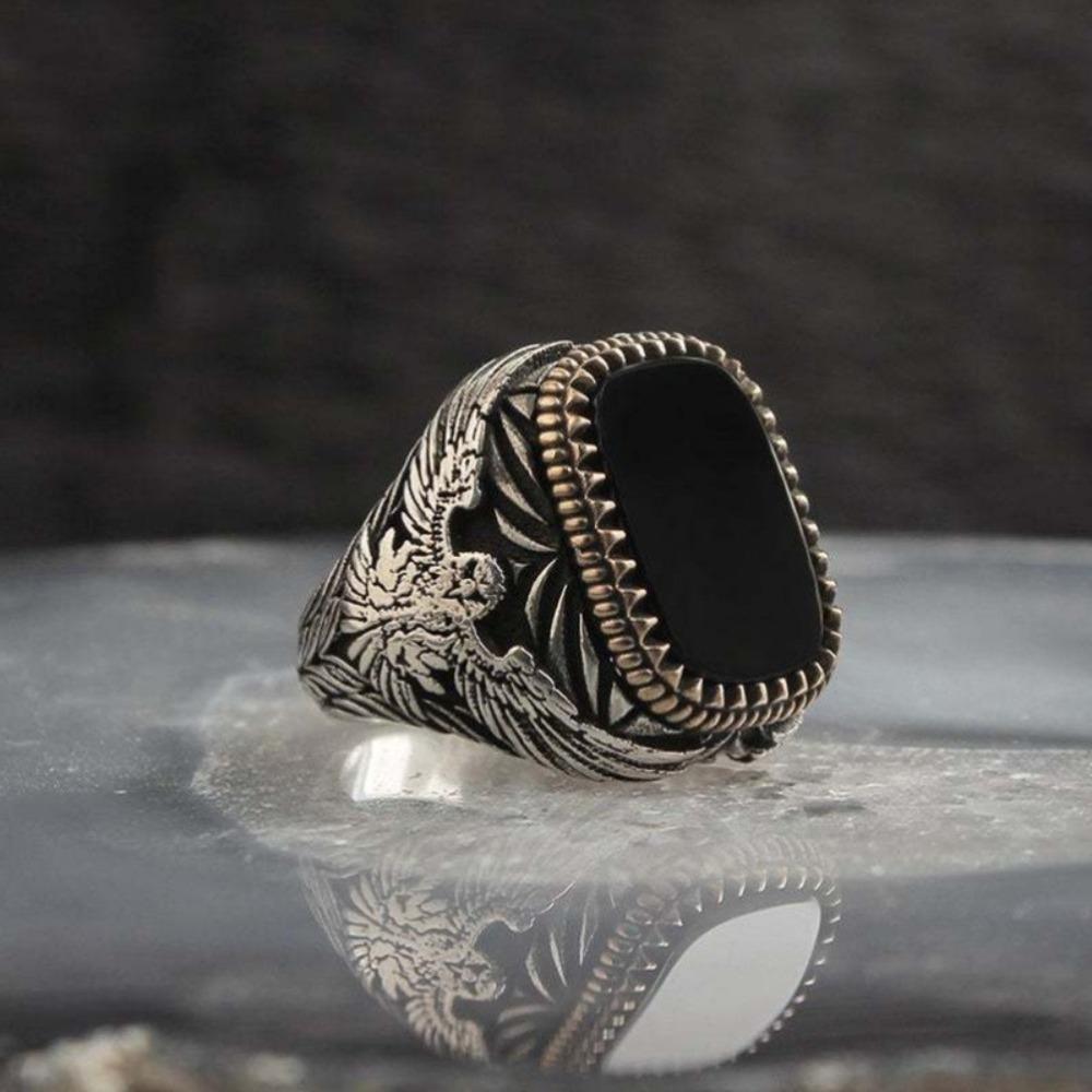 

High-end Fashion Yellow Tiger Stone Woven Striped Ring, Trendy Men s Retro Ring no. 6