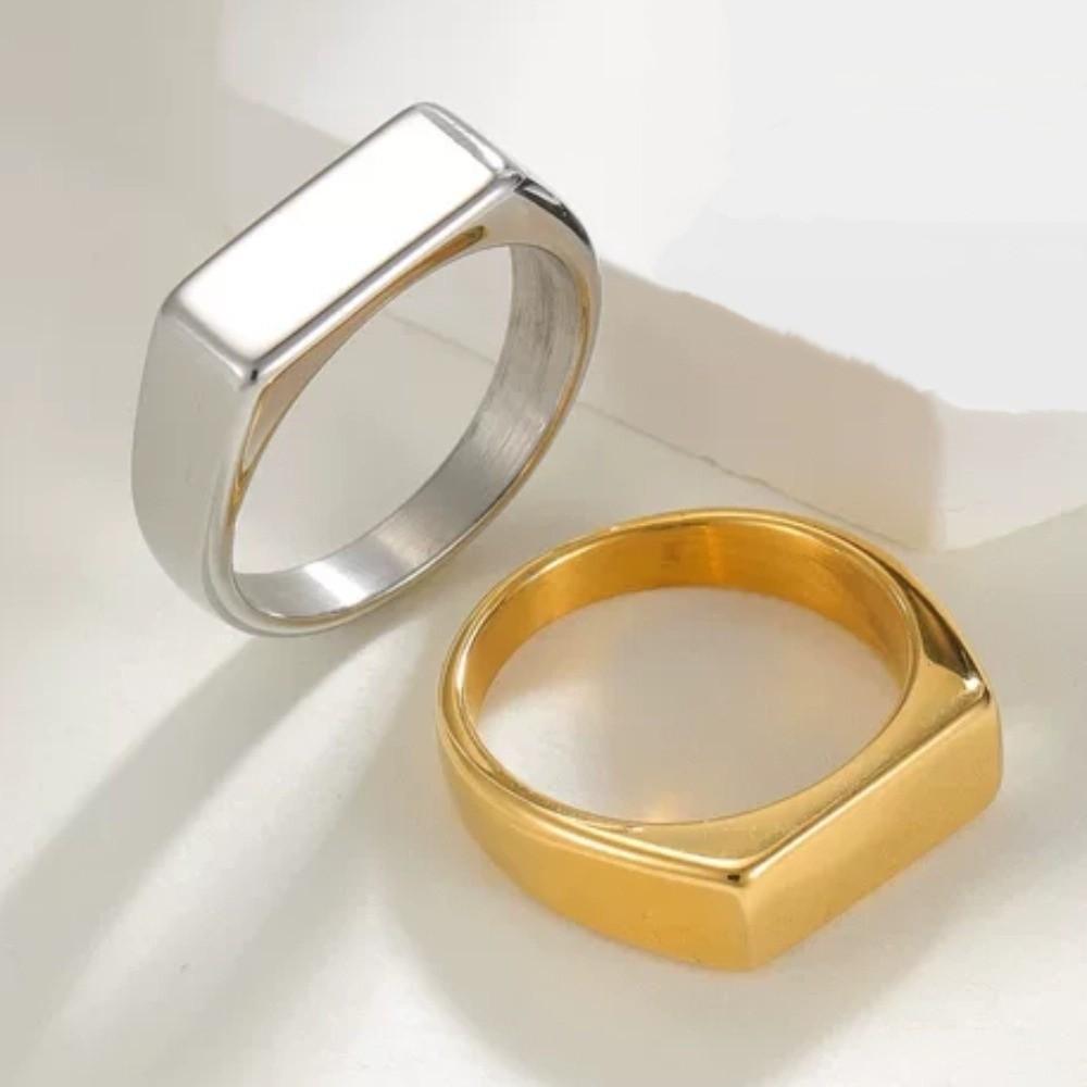 Square Stainless Steel Ring Jewelry Finger Ring Punk Titanium Seal Ring Men Women