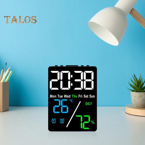 Large Digital Wall Clock Compact Design Portable Battery Powered Temperature Display LED Alarm Clock with Big Digits
