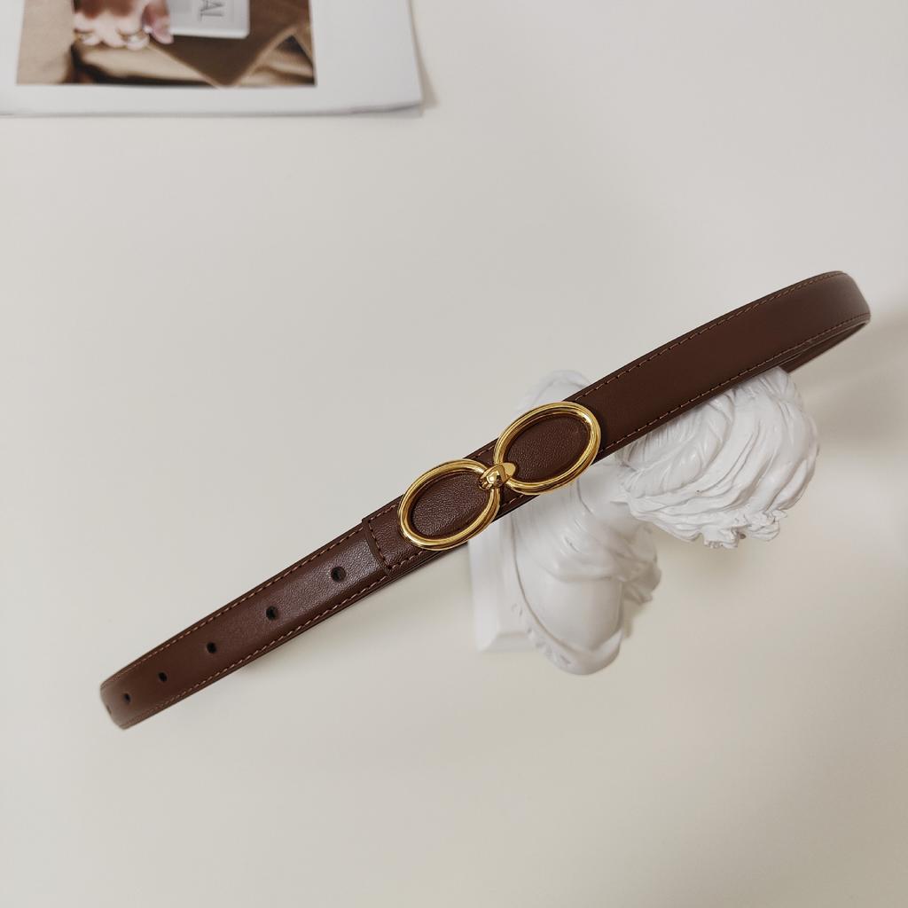 Leather Ladies Interlocking Belt Women'S Decorative Suit Dress Fine Belt Ladies