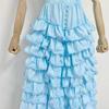 Elegante Completo Estate 2024 con Top a Scollo Quadrato e Gonna Lunga a Strati per Donna