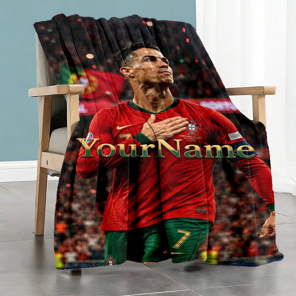 Cristiano Ronaldo 6 Personalized Text Blanket Lightweight Customizable Blanket Soft & Cozy Throw For Home Decor Office Chair Office Seaside