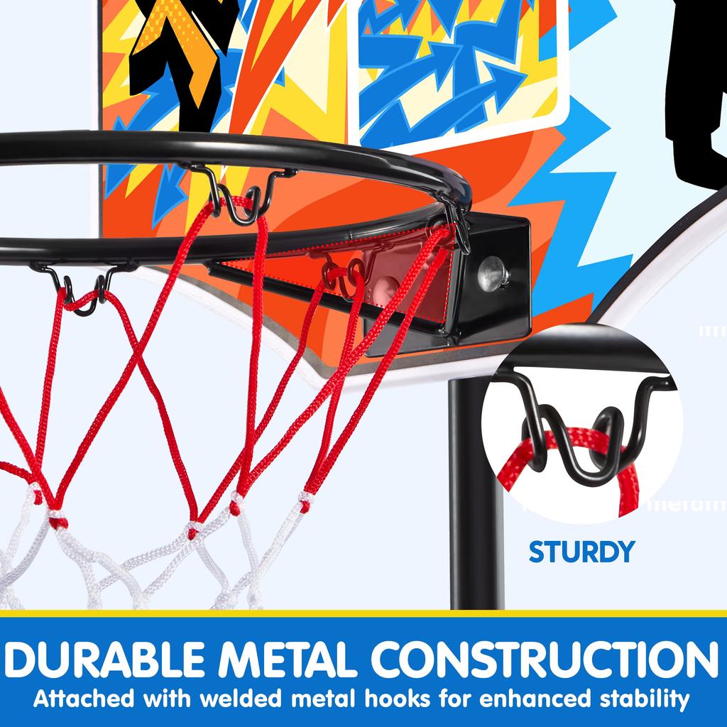 JOYFY 2.8-6.2 ft Adjustable Kids Basketball Hoop with 4 Balls Toddler Indoor Outdoor Basket Ball Game Set for Boys Girls