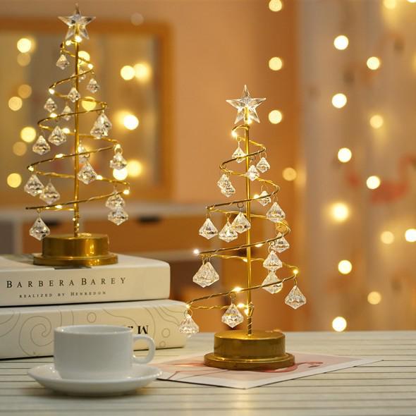 LED Iron Art Christmas Tree Night Light: Luminous Diamond Table Lamp for Holiday Décor