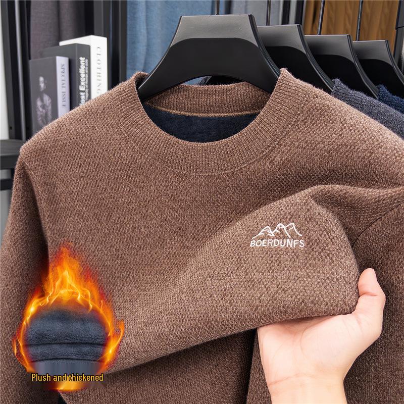 

Men s High-Neck Plus Velvet Thickened Warm Knitted Sweater 170/L [120-135 lbs]