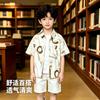Boys' Collar Shirt Summer Men's Treasure Casual White Pure Cotton Children's Shirt