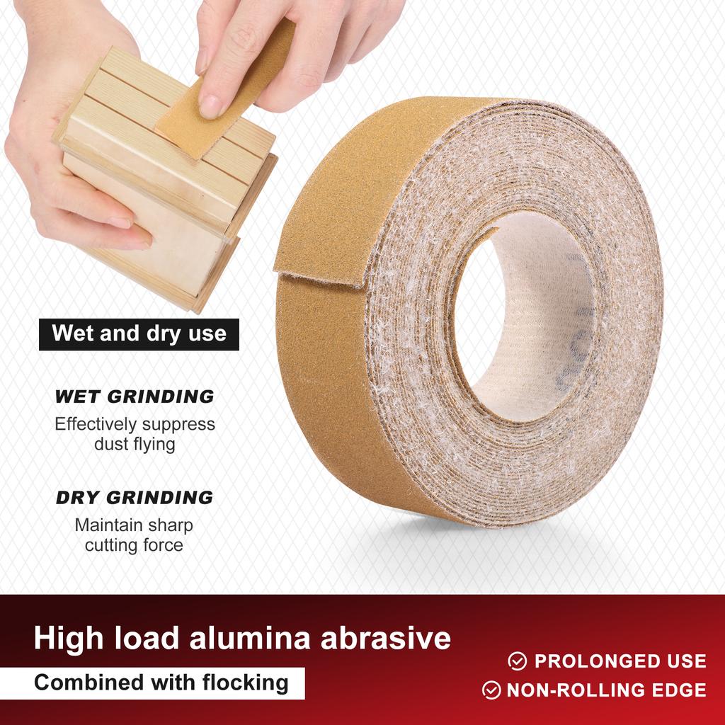 5/6 Rolls Grits Sandpaper 6M Dry Grinding Emery Sanding Belt 80-600 Grit Wear Resistant Sandpaper Rolls for Metal Wood Polishing