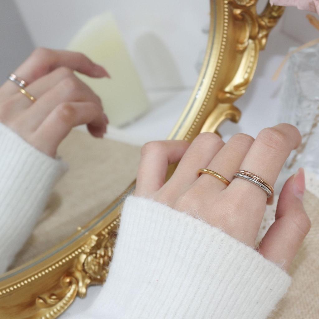 Three-Color Minimalist Stacking Ring – Elegant, Versatile, Thin Bands for Women