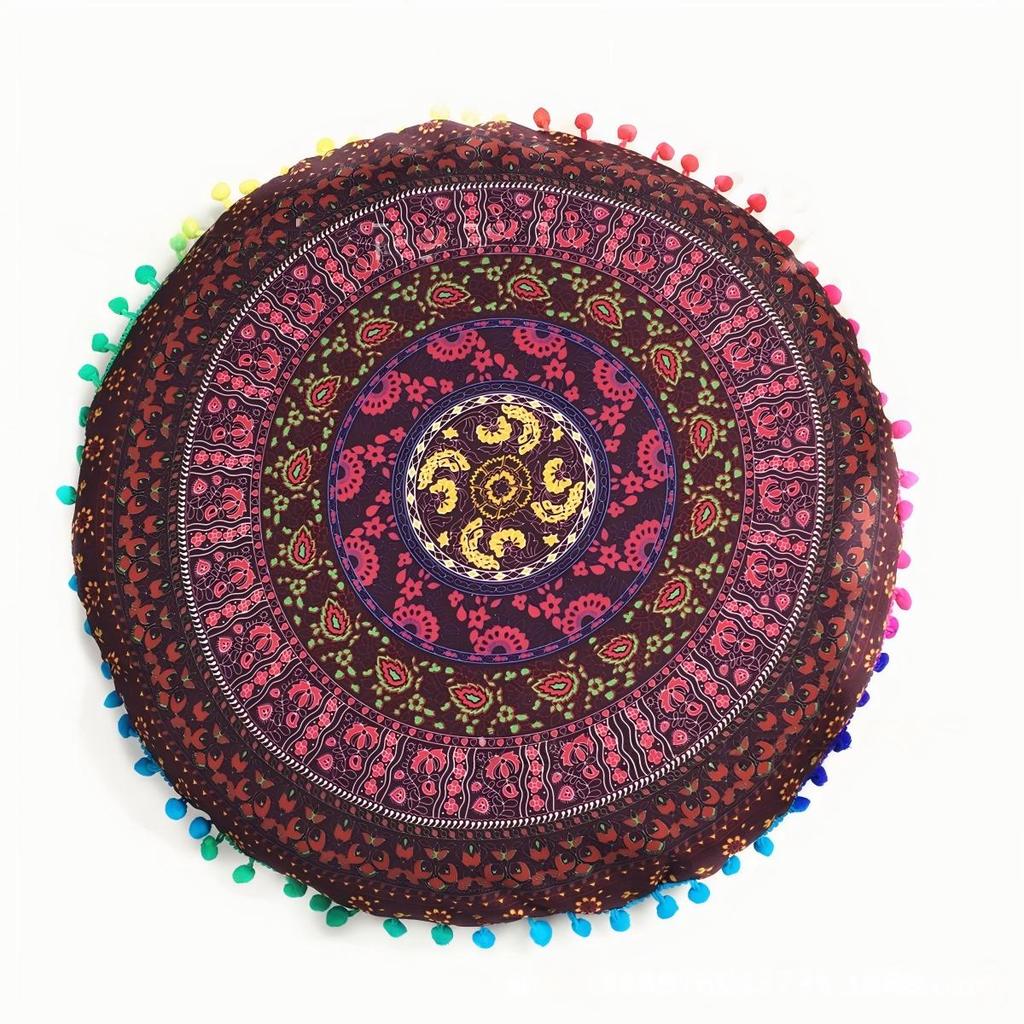 Bohemian 43cm/80cm Round Pillow Case Mandala Pattern Cushion Cover Indian Elephant Retro Meditation Floor Decorative Pillows