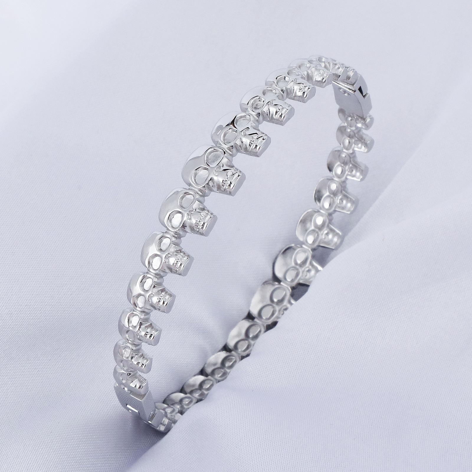 Cross Europe Light Luxury Minimalist Skull Ring Stainless Steel Women s Stackable Bracelet