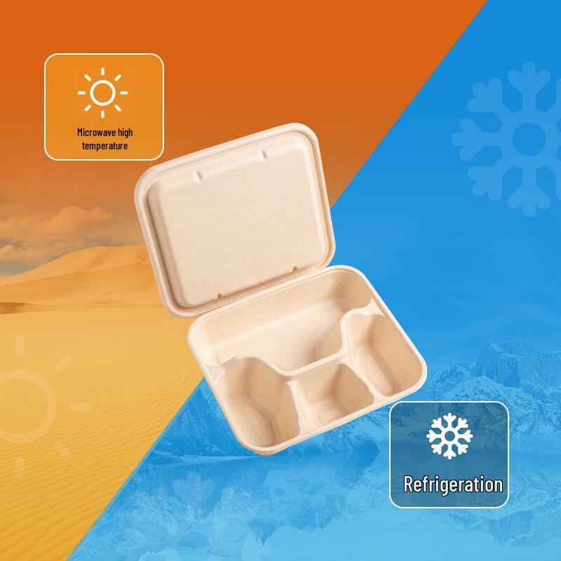 Mr. Corn Sugarcane Pulp Multi-Compartment Takeout Boxes