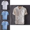Premium Quality Usa Men's Pullover Linen Short Sleeves Shirts In Solid Cotton Fabric
