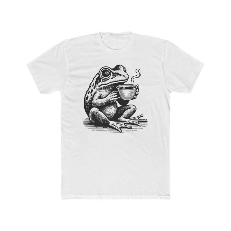 Frog Coffee Lover Graphic Print T-shirt M