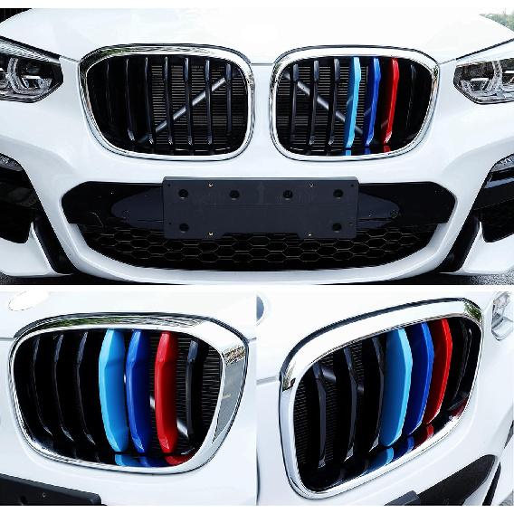 Tricolor Grille ert Trims Compatible with BMW G01 X3 2018- or G02 X4 - (Not fit for X4 M40i) Accessories for 7-Beams Standard Kidney Grille