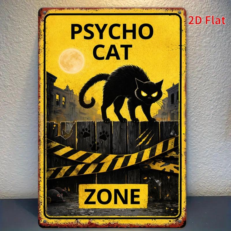 Halloween Cat Lovers Iron Wall Art Spooky Gothic Decor Tin Sign 20x30cm（7.8x11.8inch）