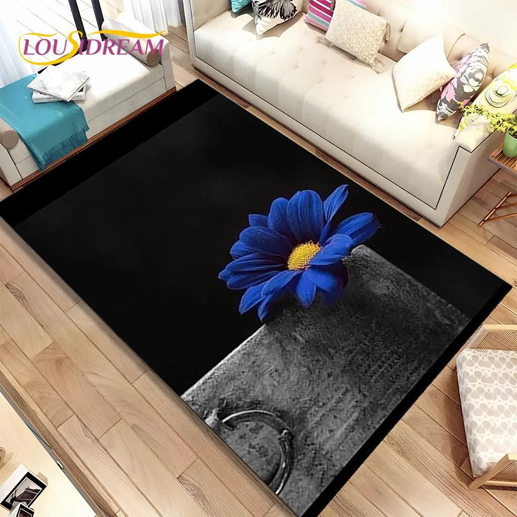 Nordic 3D Daisy Flower Area Rug,Carpet Rug for Home Living Room Children Bedroom Sofa Doormat Decor,kids Play Non-slip Floor Mat