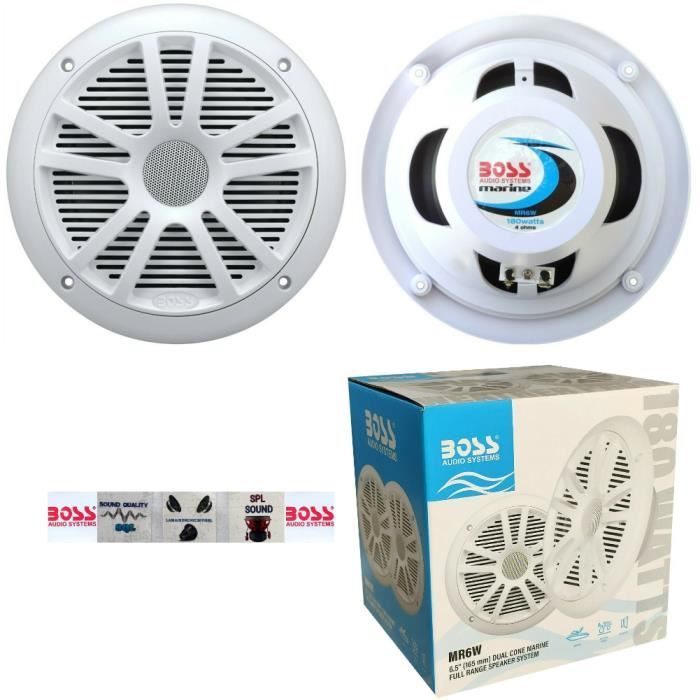 2 Haut-parleurs BOSS AUDIO SYSTEMS MR6W 6,5" 16,50 Cm 90 Watt Rms 180 Watt Max Étanche, Par Paire + 5 Sticker Cadeau