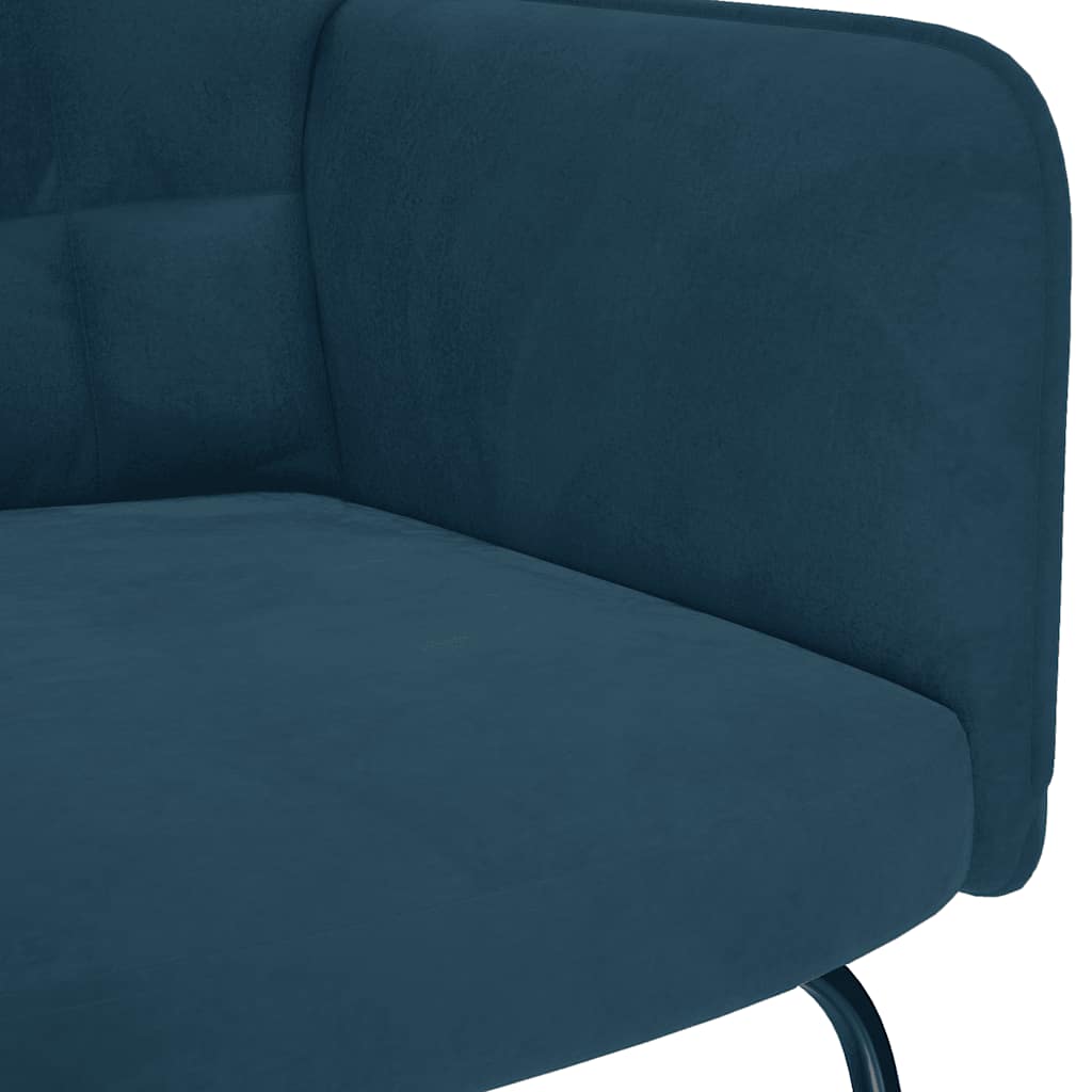 Rocking Chair with Footstool Blue Velvet