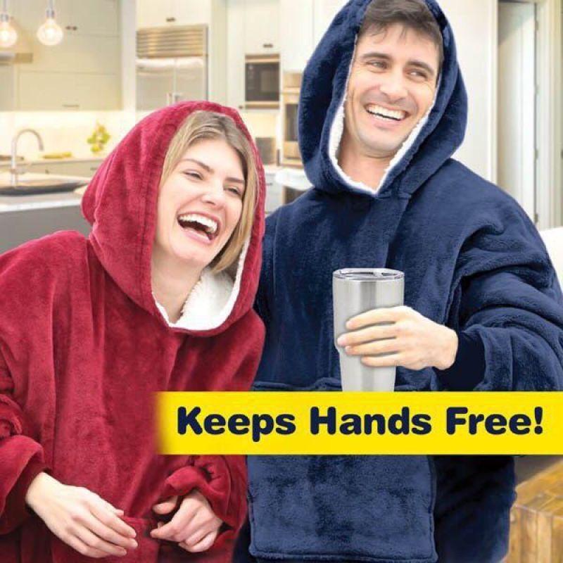1 Pezzo Felpa con Cappuccio Coperta Indossabile da Donna Uomo, Felpa Coperta Oversize Super Morbida Calda Accogliente Indossabile con Cappuccio