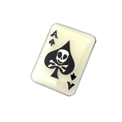 [F NODE] Spade Ace Skull Pin Badge, Playing Cards, Poker, Approx. 1.9cm X 2.5cm, for Men and Women
