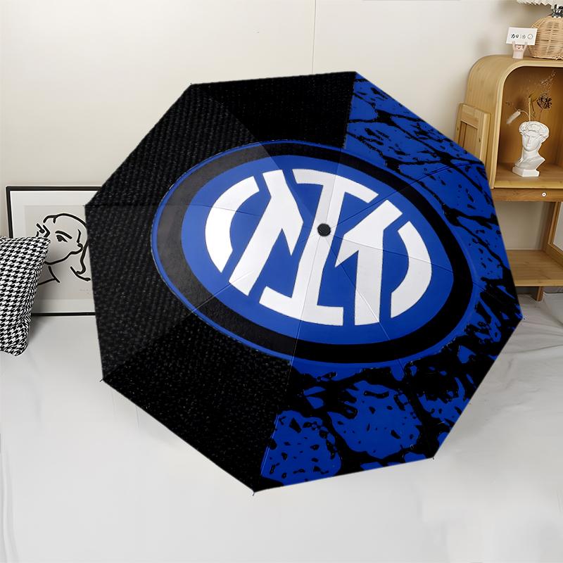 1pc I-Internazionale Milano (2) Umbrella, Sun Protection, And UV Shielding. It Has Eight Sturdy Ribs for Outdoor Use And Perfect As a Holiday Gift