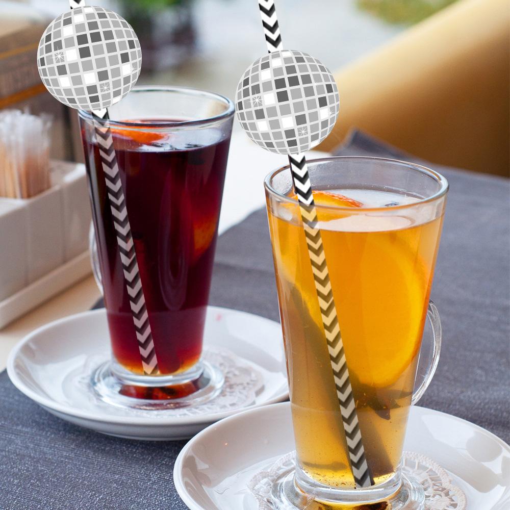 New Style, Disco Themed, Nightclub, Flat Spherical, Disposable, Paper Straws, Party Drinks, Decorative Items