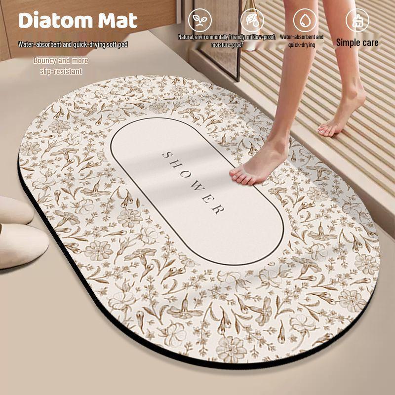 Quick-Dry Bath Mat - Anti-Slip, Absorbent Diatomaceous Earth Pad for Bathroom and Toilet