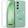 Case for Samsung Galaxy S26 FE, Protection with Magnetic Ring - Green - 2 Tempered Glasses