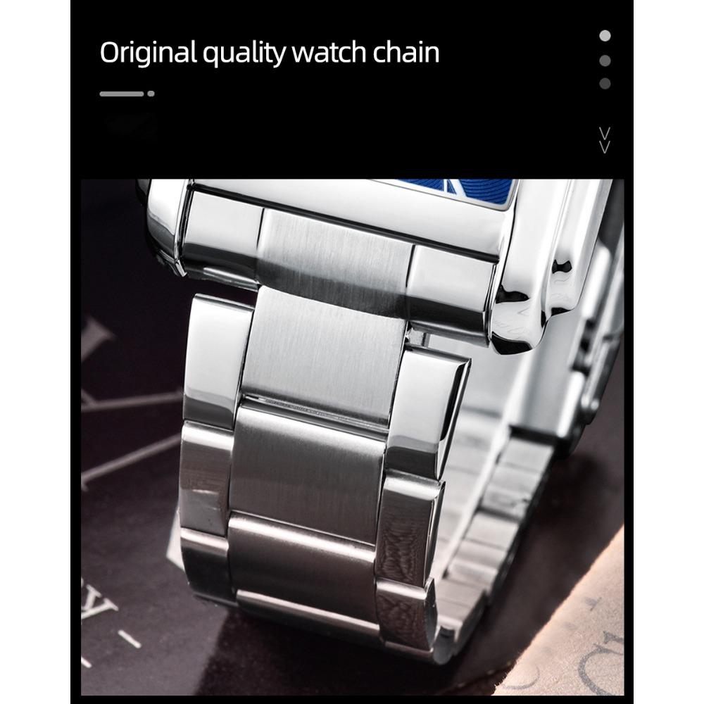 CHENXI 8216 Men's Quartz Watches Fashion Business Simple Silvery Stainless Steel Strap Square Wristwatches for Male Gift