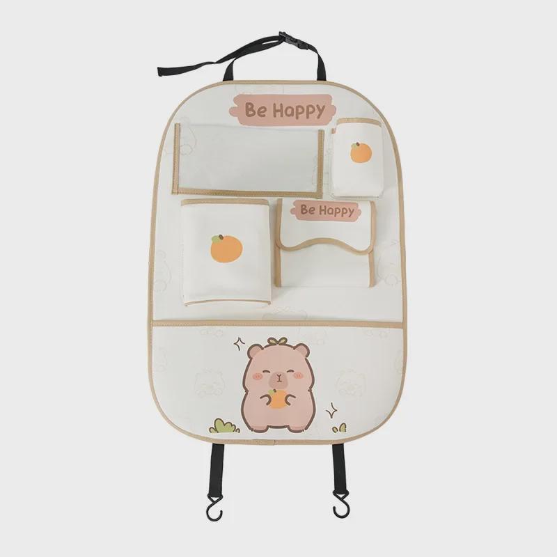 Cartoon Capibara Leder Auto Sitz Aufbewahrungstasche - Schmutz- & Verschleißfest