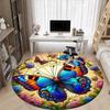1PC Butterfly Garden Office Round Area Rug, Mat Suitable For Office, Under Office Chairs Bedroom Living Room Home Decor, Room Deco