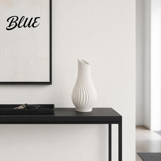 Home Decor Vase 3D Printed Ribbed Flower Vase, Decorative Plastic Table Centerpiece Holder Container for Office Living Room