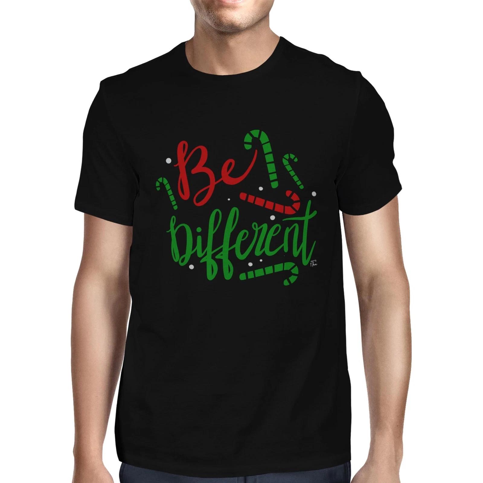 1Tee Mens Be Different Christmas Candy Canes T-Shirt L